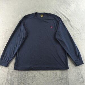 Polo Ralph Lauren Shirt Mens XL Navy Blue Long Sleeve Crewneck Pullover Big Pony